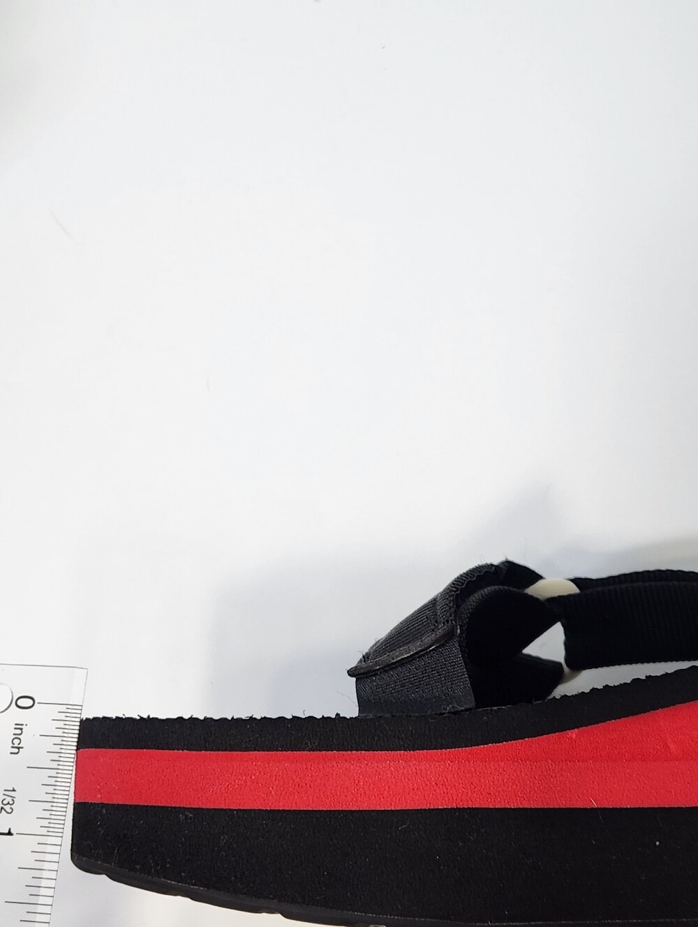 Teva Black Strappy Platform Sandals with Red Stripe - Picture 9 of 13